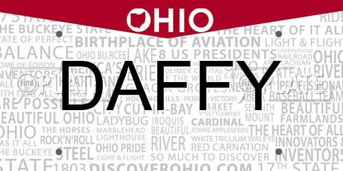 DAFFY Ohio License Plate