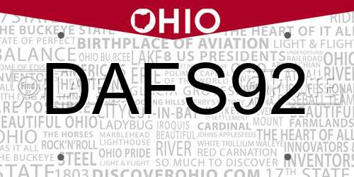 DAFS92 Ohio License Plate