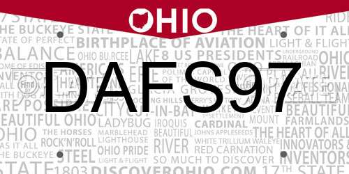 DAFS97 Ohio License Plate