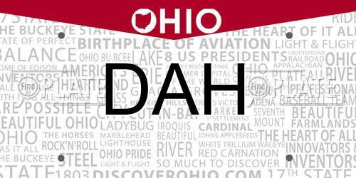 DAH Ohio License Plate