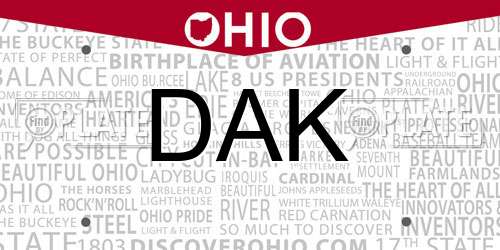 DAK Ohio License Plate