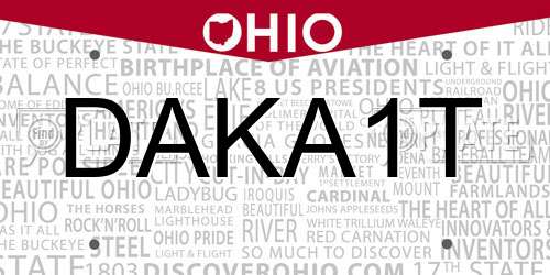 DAKA1T Ohio License Plate