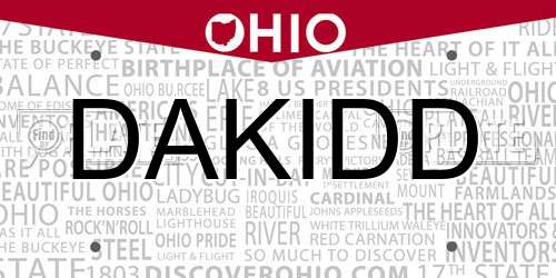 DAKIDD Ohio License Plate