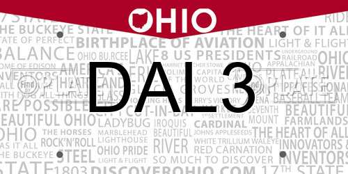 DAL3 Ohio License Plate