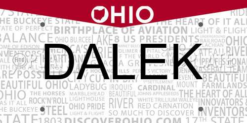 DALEK Ohio License Plate