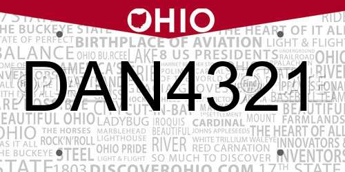 DAN4321 Ohio License Plate