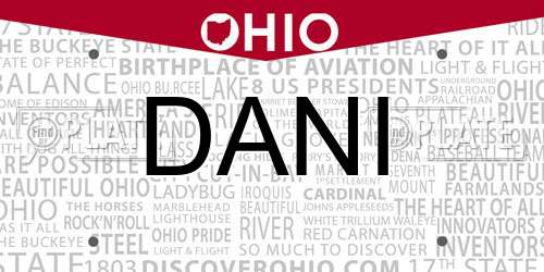 DANI Ohio License Plate