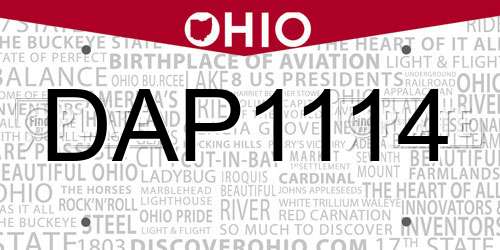 DAP1114 Ohio License Plate