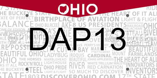 DAP13 Ohio License Plate