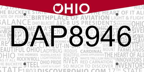 DAP8946 Ohio License Plate