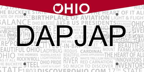 DAPJAP Ohio License Plate