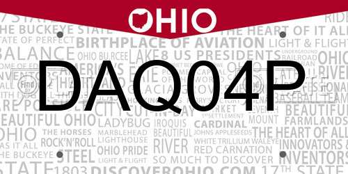 DAQ04P Ohio License Plate