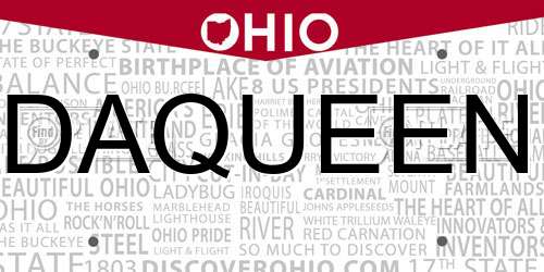 DAQUEEN Ohio License Plate