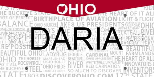 DARIA Ohio License Plate
