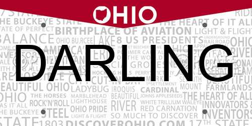 DARLING Ohio License Plate