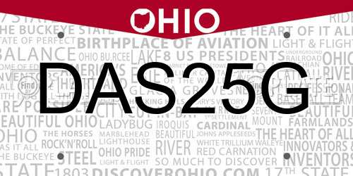 DAS25G Ohio License Plate