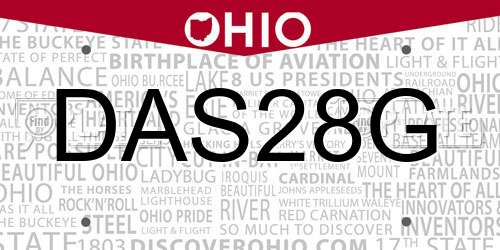 DAS28G Ohio License Plate