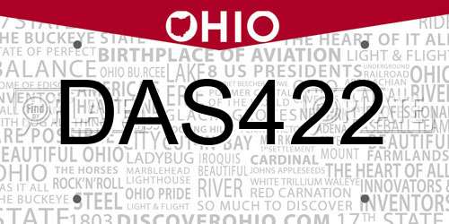 DAS422 Ohio License Plate