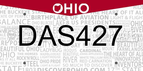 DAS427 Ohio License Plate