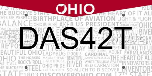 DAS42T Ohio License Plate
