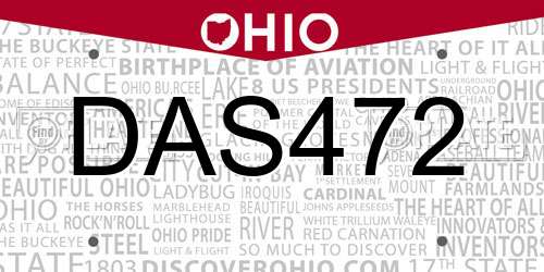 DAS472 Ohio License Plate