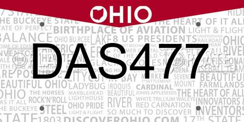 DAS477 Ohio License Plate