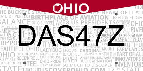 DAS47Z Ohio License Plate