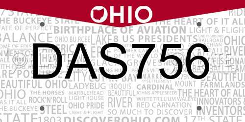 DAS756 Ohio License Plate