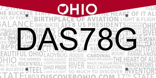 DAS78G Ohio License Plate