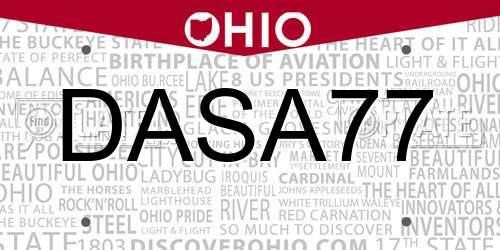 DASA77 Ohio License Plate