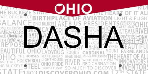 DASHA Ohio License Plate