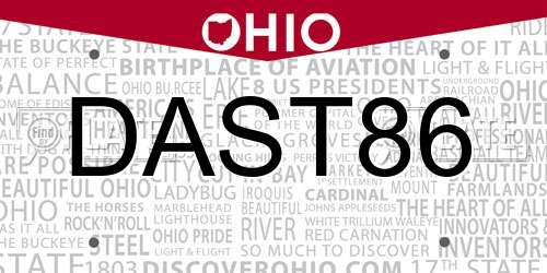 DAST86 Ohio License Plate