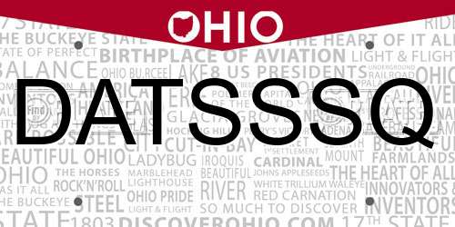 DATSSSQ Ohio License Plate