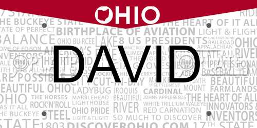 DAVID Ohio License Plate