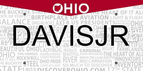 DAVISJR Ohio License Plate