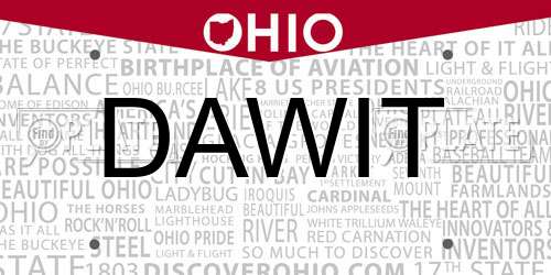 DAWIT Ohio License Plate