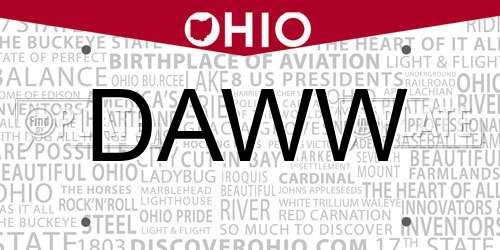 DAWW Ohio License Plate