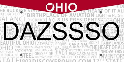 DAZSSSO Ohio License Plate