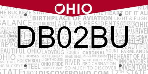 DB02BU Ohio License Plate