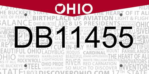 DB11455 Ohio License Plate