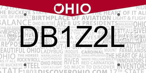 DB1Z2L Ohio License Plate