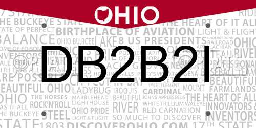 DB2B2I Ohio License Plate