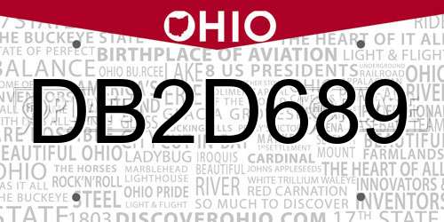 DB2D689 Ohio License Plate