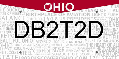 DB2T2D Ohio License Plate