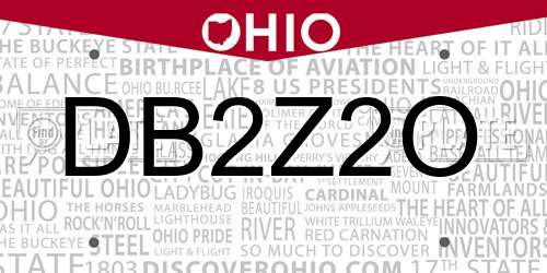 DB2Z2O Ohio License Plate