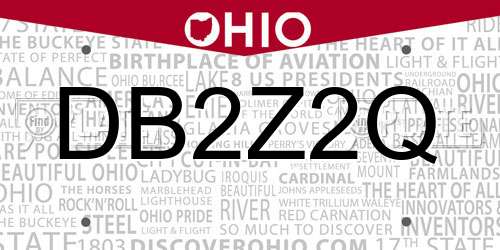 DB2Z2Q Ohio License Plate