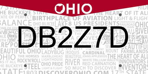 DB2Z7D Ohio License Plate