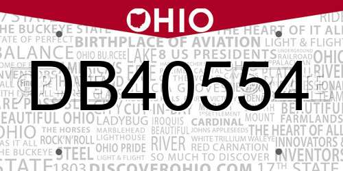 DB40554 Ohio License Plate