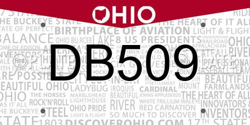 DB509 Ohio License Plate