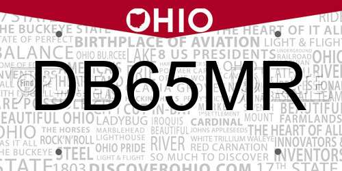 DB65MR Ohio License Plate